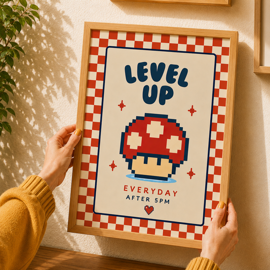 Level Up Everyday Retro Art Poster