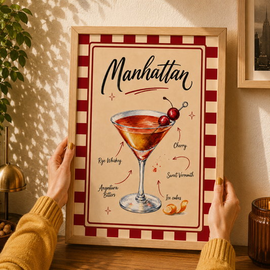 Manhattan Cocktail Recipe Art Poster