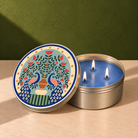 Festive Vibes Scented Tin Candle - Peacock