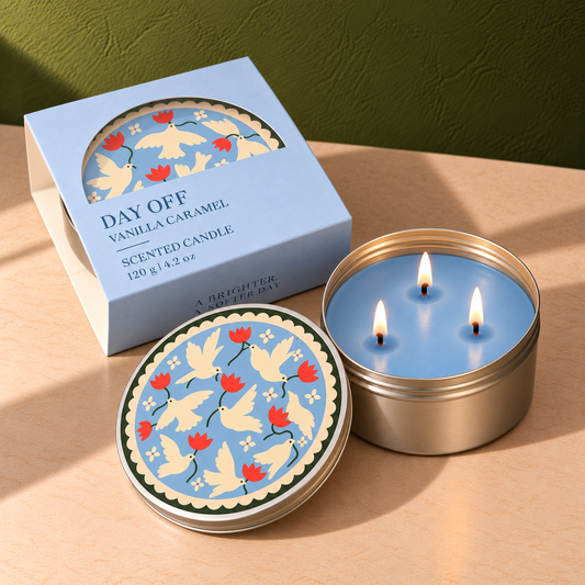 Festive Pack of 6 Tin Candles - Bliss Birds