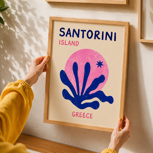 Santorini Greece Island Art Poster