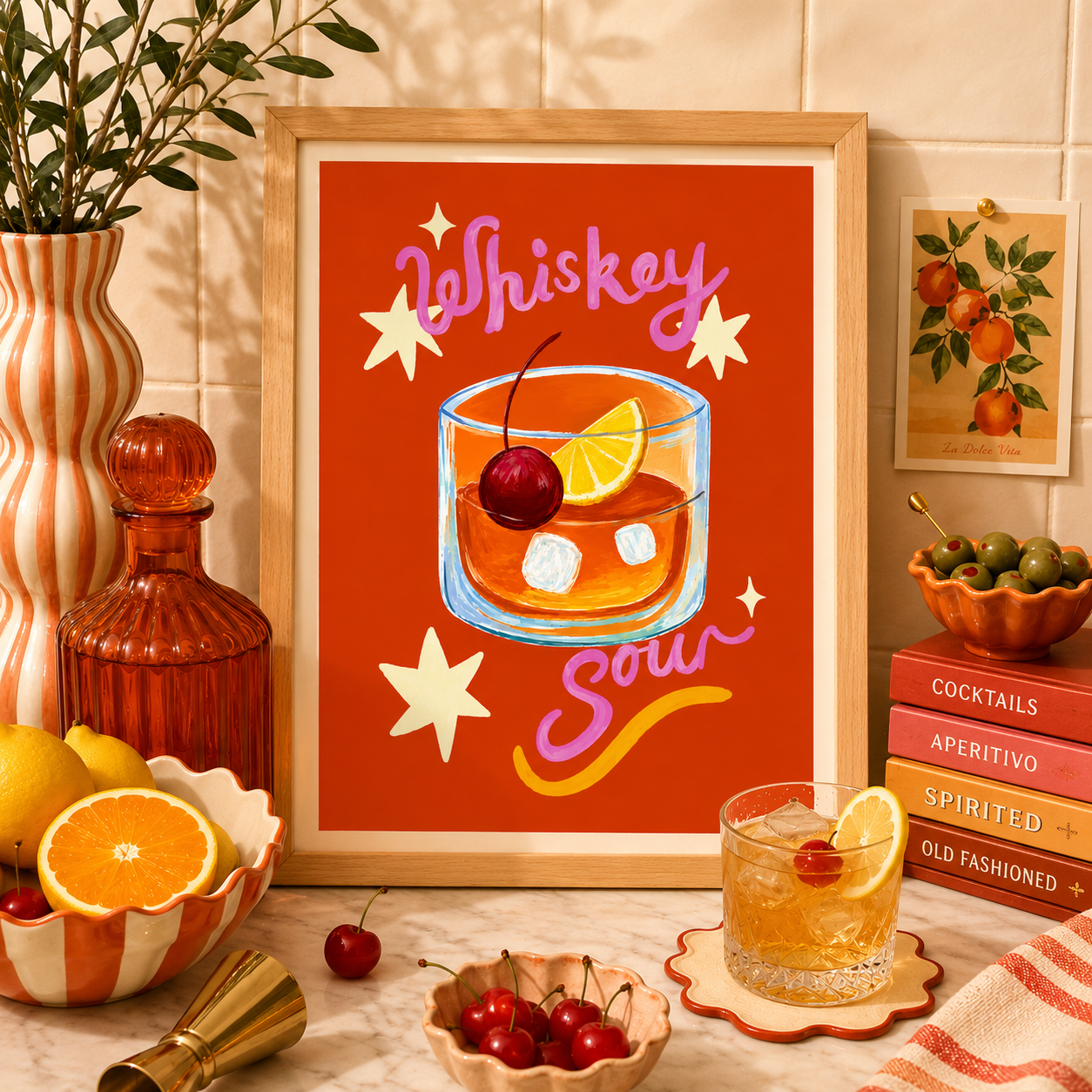 Whiskey Sour Cocktail Art Poster