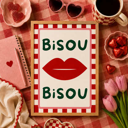 Bisou Bisou French Art Poster