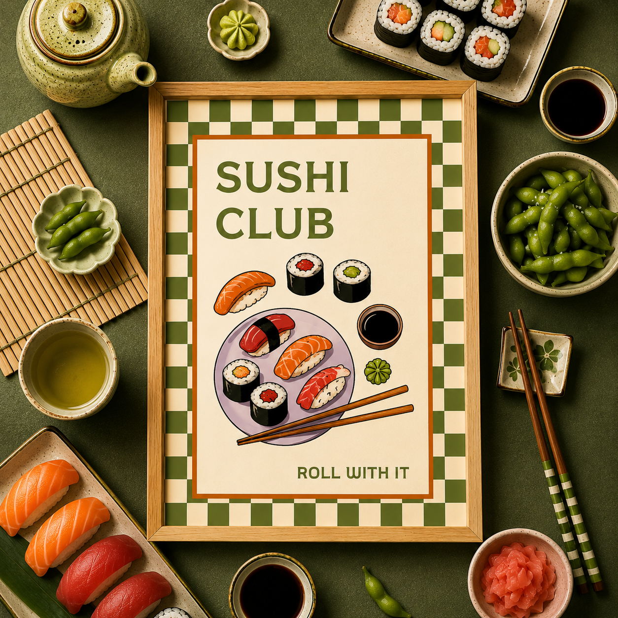 Roll With It Sushi Club Art Print