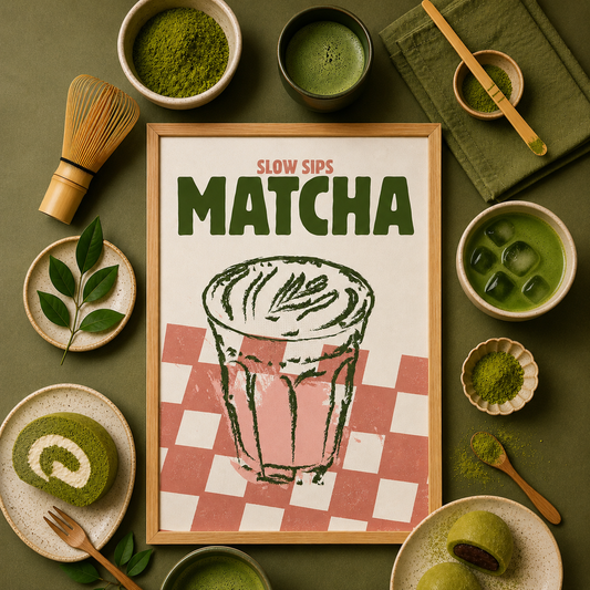 Slow Sips Matcha Art Poster
