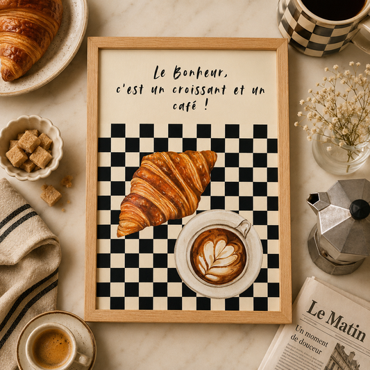 Happiness is Croissants Art Poster