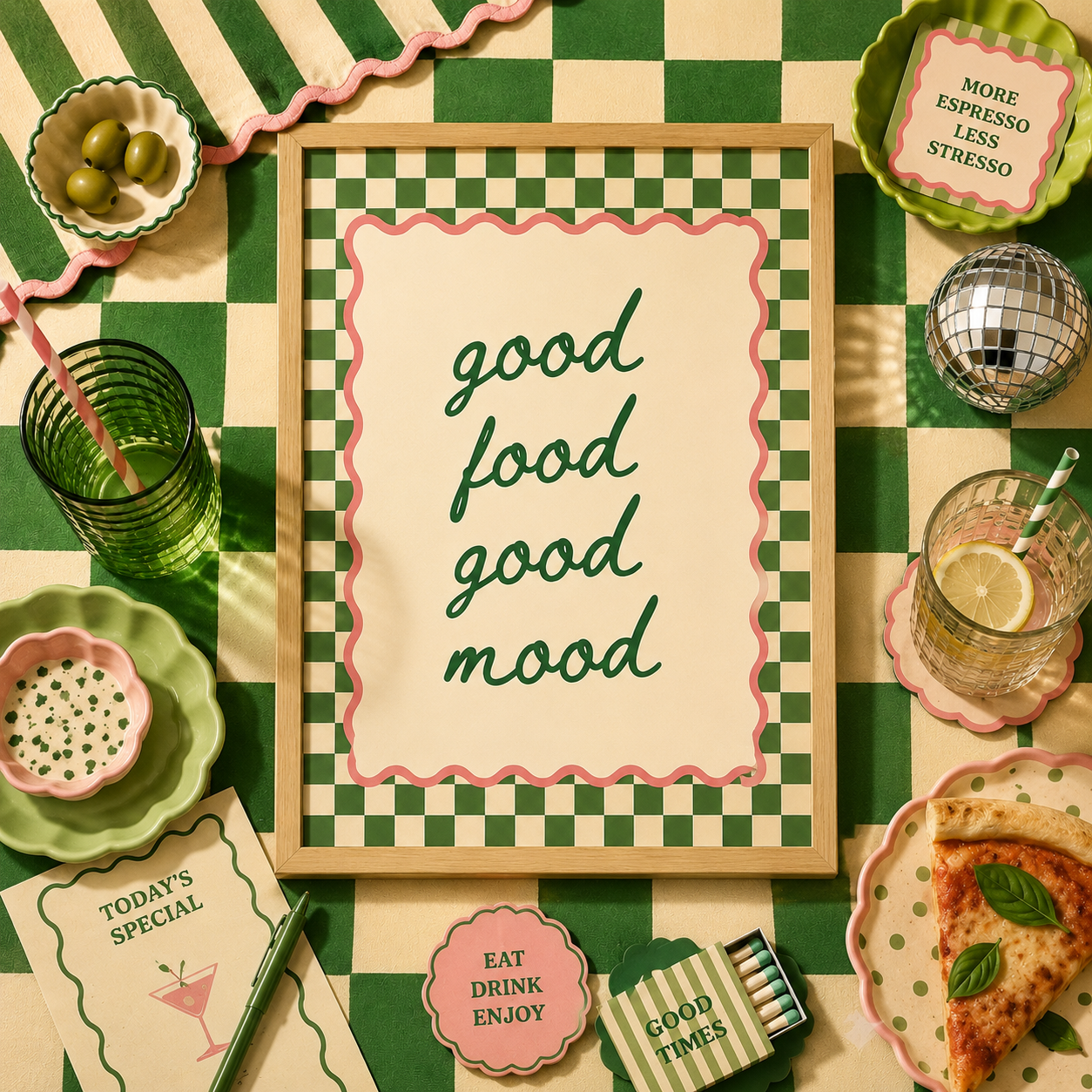 Good Food Good Mood Art Poster