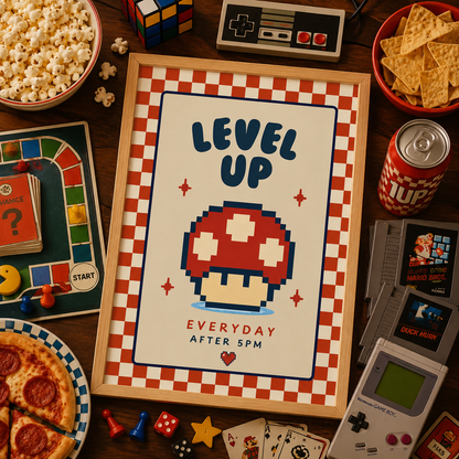 Level Up Everyday Retro Art Poster