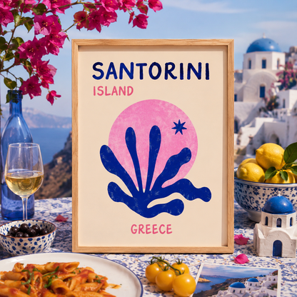 Santorini Greece Island Art Poster