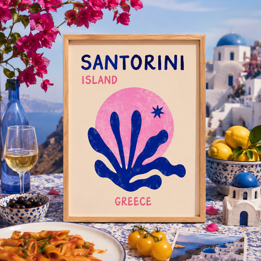 Santorini Greece Island Art Poster