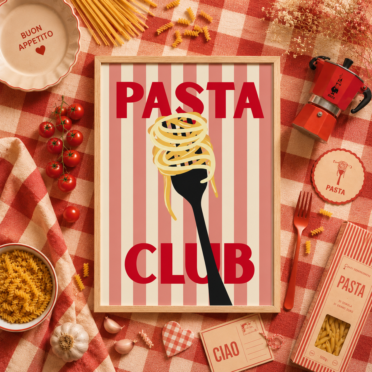 Pasta Lovers Club Art Poster