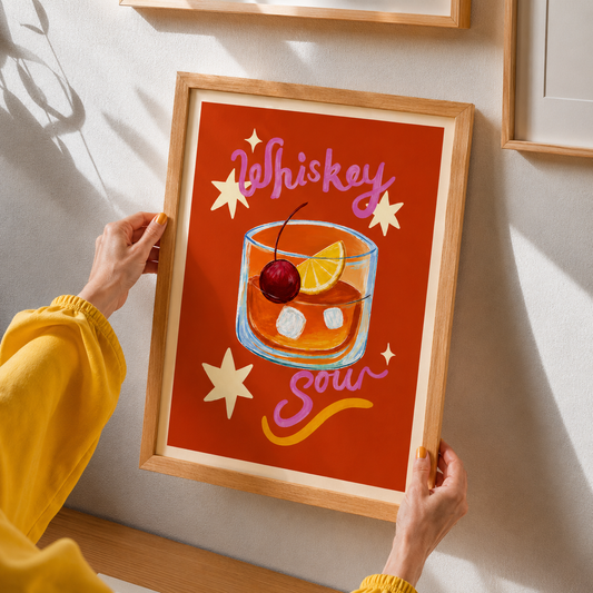 Whiskey Sour Cocktail Art Poster