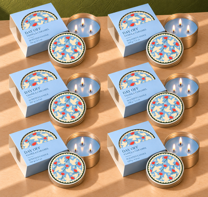 Festive Pack of 6 Tin Candles - Bliss Birds