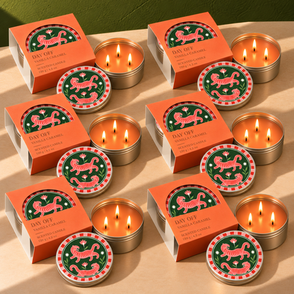 Festive Pack of 6 Tin Candles - Tiger Trail