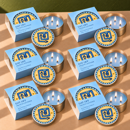 Festive Pack of 6 Tin Candles - Blue Eye