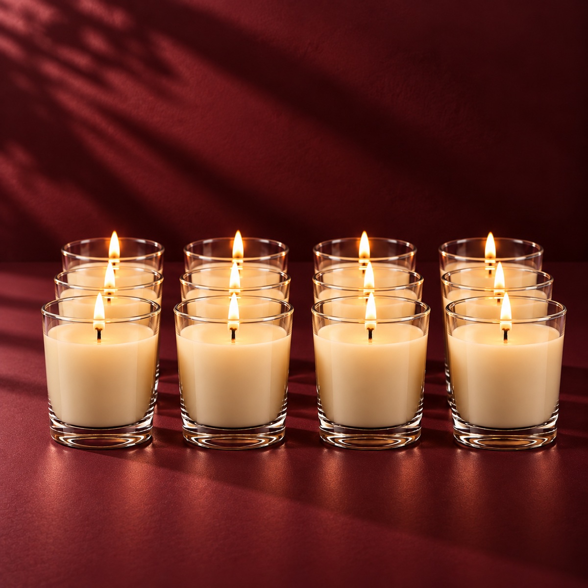 Festive Filled Glass Votive Candles Ivory - Pack of 12 (Unscented)