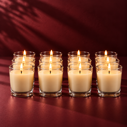 Festive Filled Glass Votive Candles Ivory - Pack of 12 (Unscented)