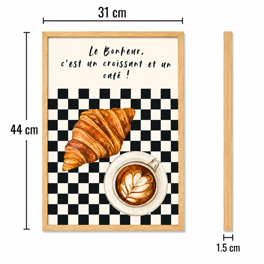 Happiness is Croissants Art Poster