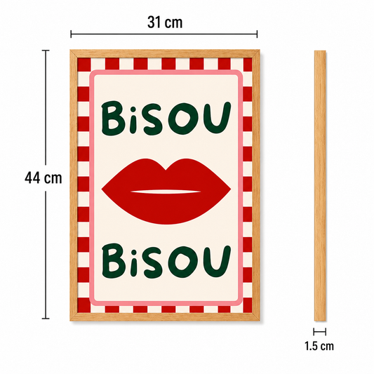 Bisou Bisou French Art Poster