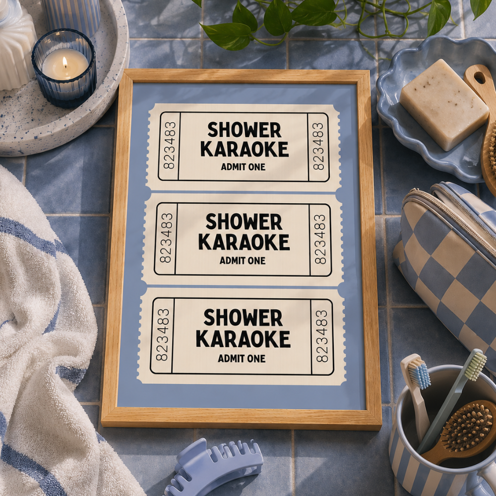 Shower Karaoke Ticket Art Poster
